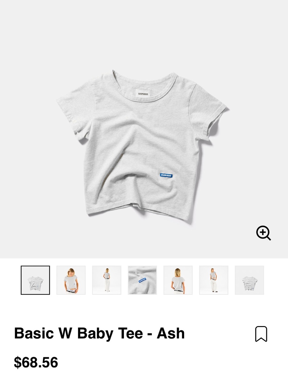 Suspicious Baby Tee in Ash White